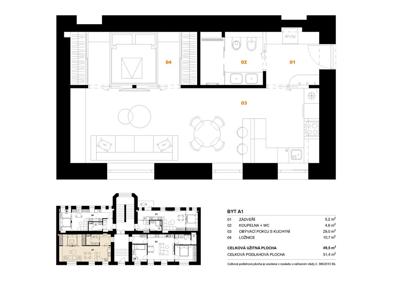 Pronájem bytu 2+kk 50 m²