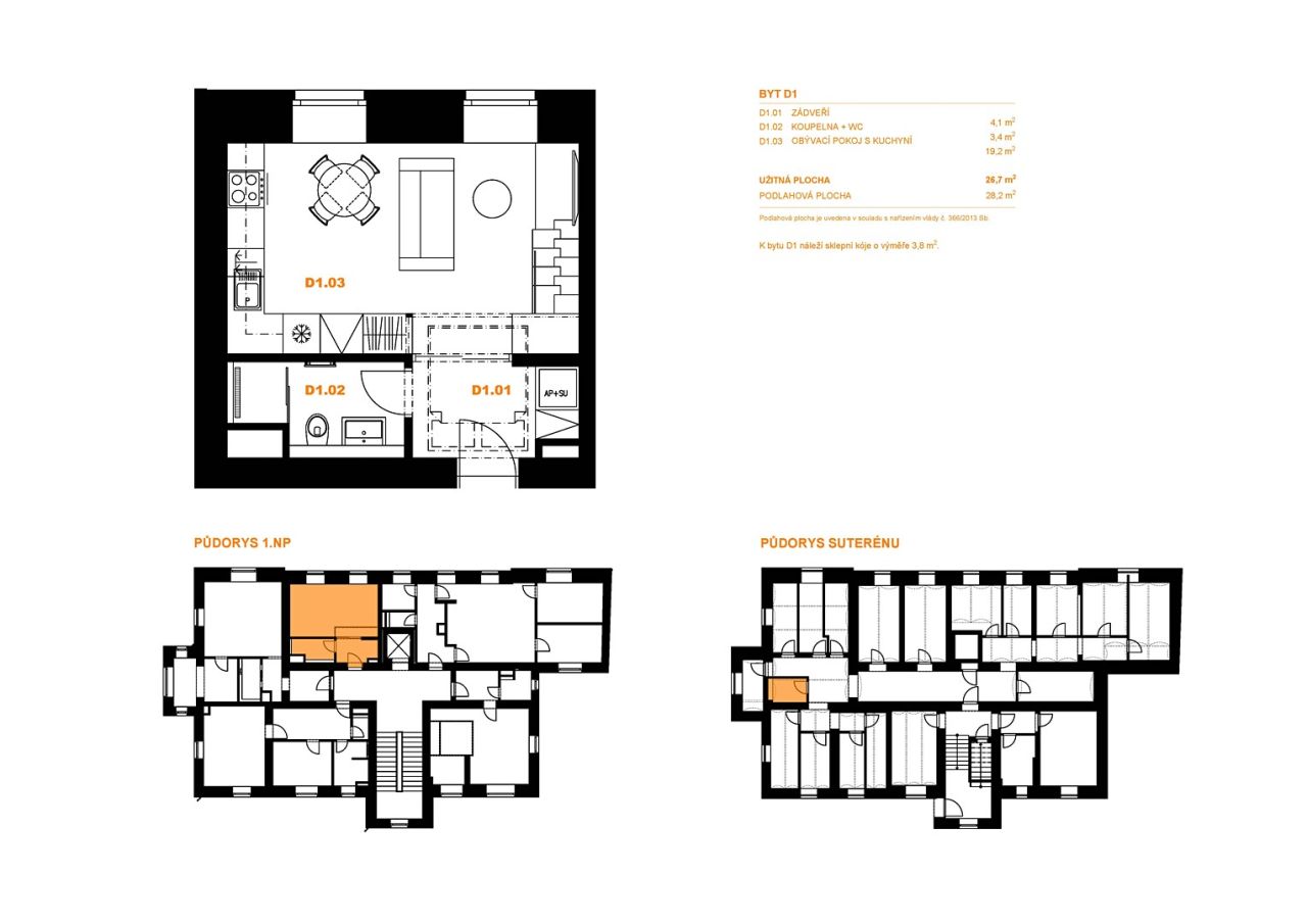 Pronájem bytu 1+kk 27 m² (Loft)